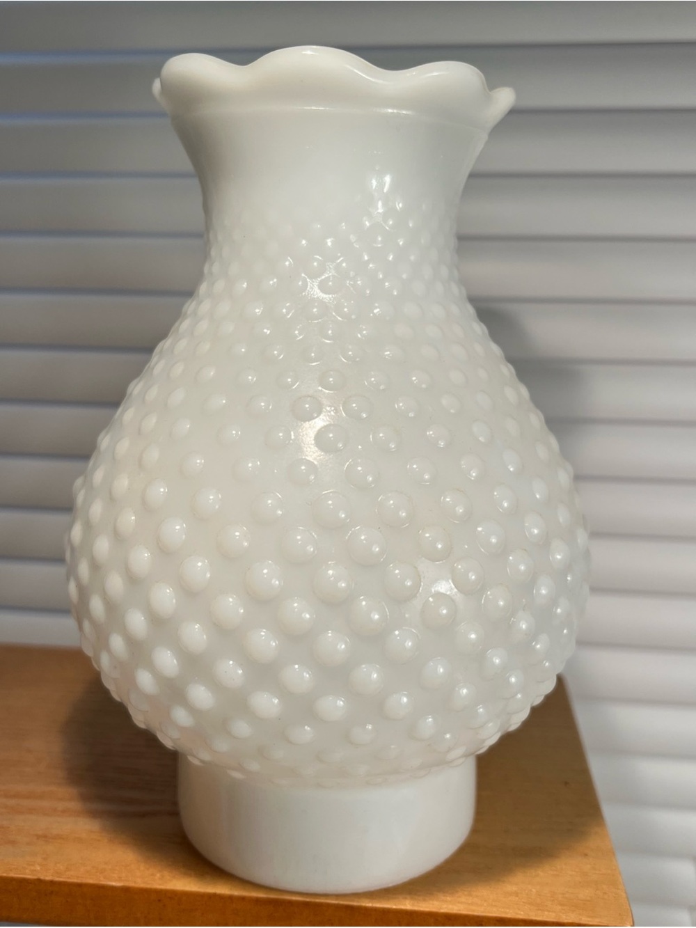 White 7" Hobnail Milk Glass Hurricane Lamp Shade/Replacement 3” Fitter
